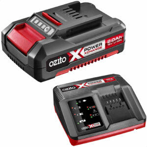 Ozito Genuine 18v Cordless Power X-Change Li-ion Battery 2ah and Fast Charger 2ah