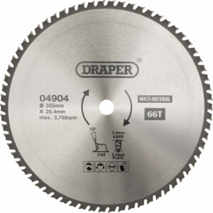 Draper TCT Multi Purpose Circular Saw Blade 355mm 66T 25.4mm
