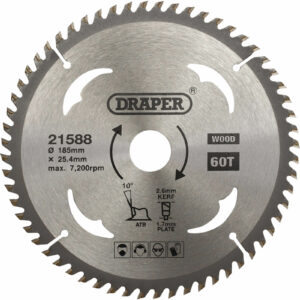 Draper TCT Wood Cutting Circular Saw Blade 185mm 60T 25.4mm