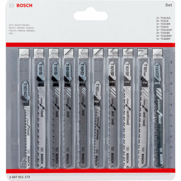 Bosch 10 Piece Wood Cutting Jigsaw Blade Set