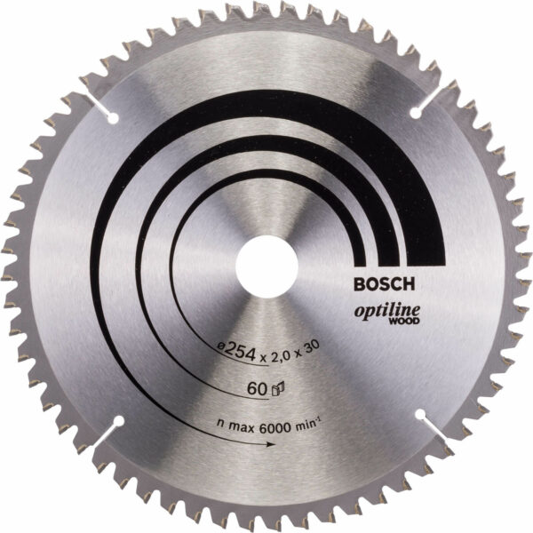 Bosch Optiline Wood Cutting Mitre Saw Blade 254mm 60T 30mm