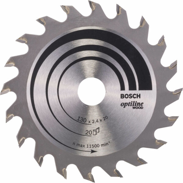 Bosch Optiline Wood Cutting Saw Blade 130mm 20T 20mm