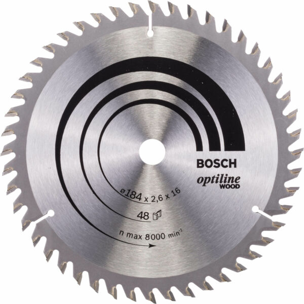 Bosch Optiline Wood Cutting Saw Blade 184mm 48T 16mm