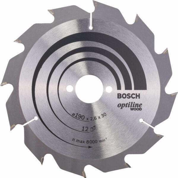 Bosch Optiline Wood Cutting Saw Blade 190mm 12T 30mm