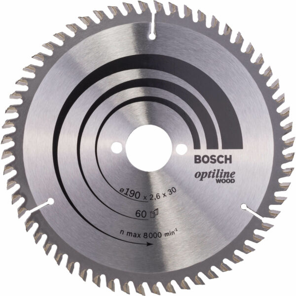 Bosch Optiline Wood Cutting Saw Blade 190mm 60T 30mm