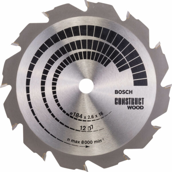 Bosch Construct Wood Cutting Saw Blade 184mm 12T 16mm