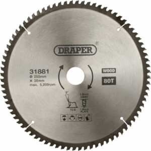 Draper TCT Triple Chip Grind Circular Saw Blade 255mm 80T 30mm
