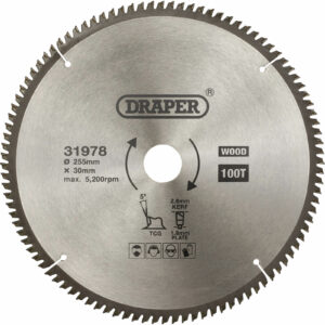 Draper TCT Triple Chip Grind Circular Saw Blade 255mm 100T 30mm