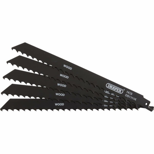 Draper Wood and Plastic Cutting Reciprocating Sabre Saw Blades 225mm Pack of 5
