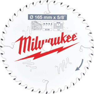 Milwaukee Thin Kerf Wood Cutting Circular Saw Blade 165mm 40T 15.8mm