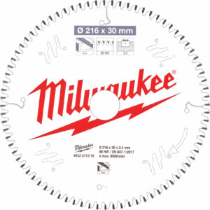 Milwaukee Aluminium Cutting Circular Mitre Saw Blade 216mm 80T 30mm