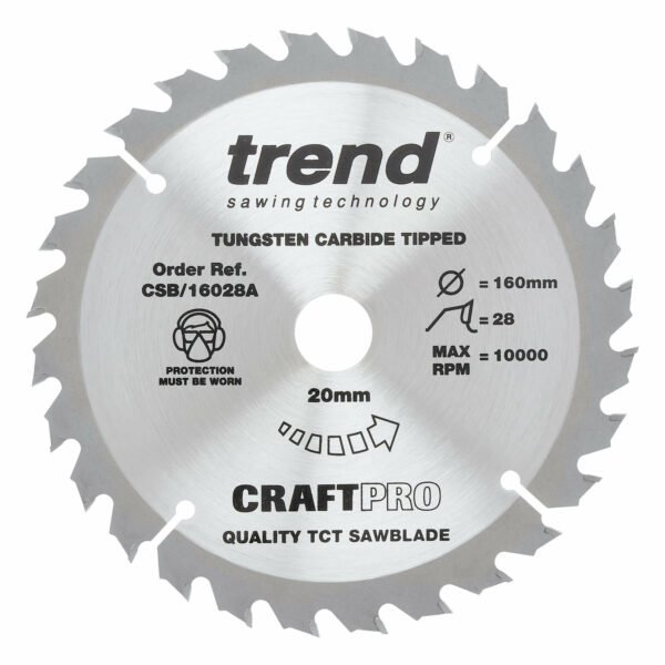 Trend CRAFTPRO Wood Cutting Saw Blade 160mm 28T 20mm