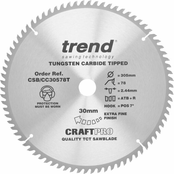 Trend Craft Anti Kickback Thin Kerf Circular Saw Blade 305mm 78T 30mm