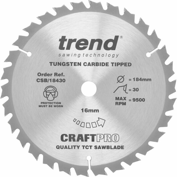 Trend CRAFTPRO Wood Cutting Saw Blade 184mm 30T 16mm