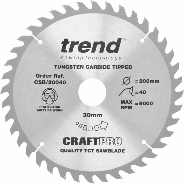 Trend CRAFTPRO Wood Cutting Saw Blade 200mm 40T 30mm
