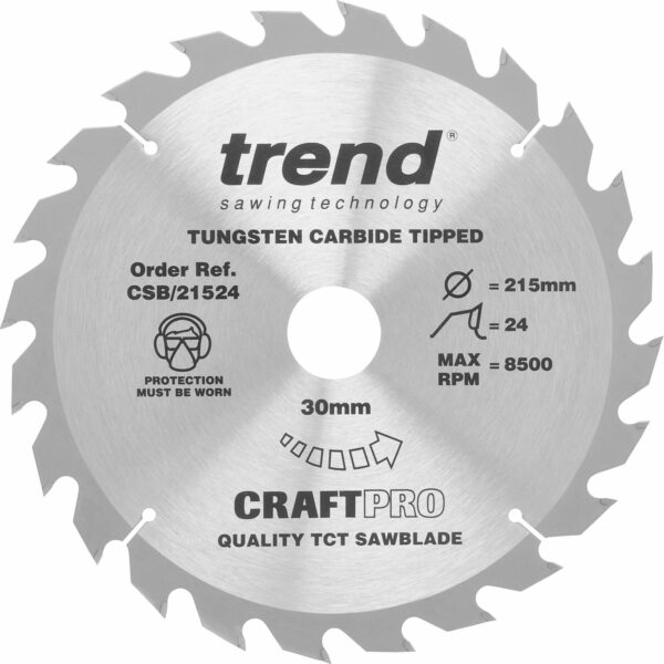 Trend CRAFTPRO Wood Cutting Saw Blade 215mm 24T 30mm