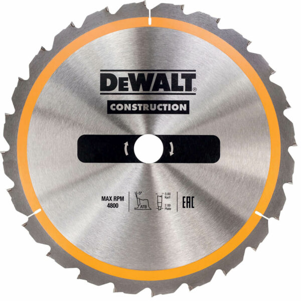 DeWalt Construction Circular Saw Blade 216mm 40T 30mm