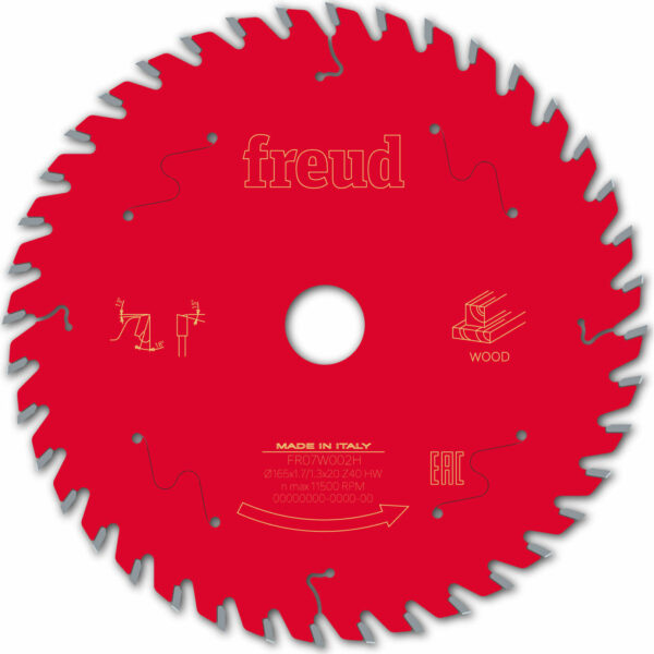 Freud LCL6M Circular and Mitre Saw Blade for Solid Wood and Panels 165mm 40T 20mm
