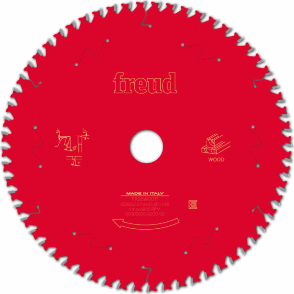 Freud LCL6M Circular and Mitre Saw Blade for Solid Wood and Panels 260mm 60T 30mm
