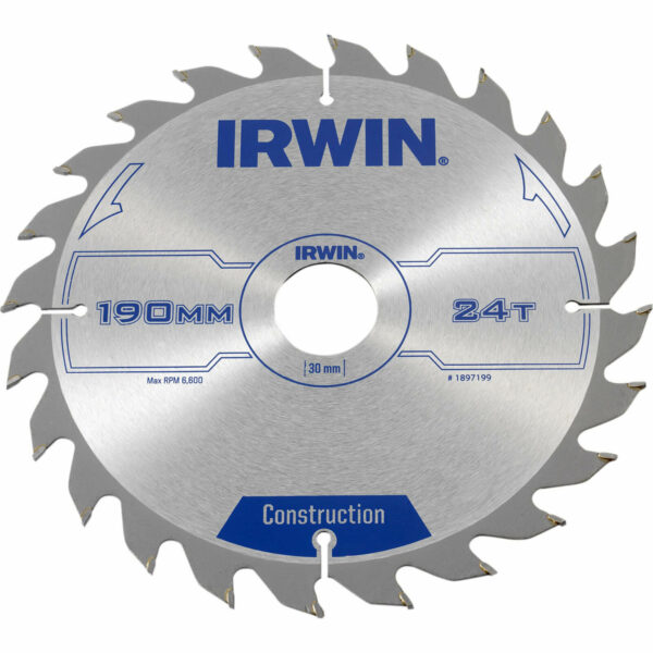 Irwin ATB Construction Circular Saw Blade 190mm 24T 30mm
