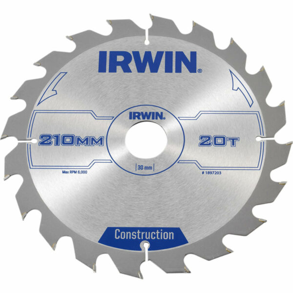 Irwin ATB Construction Circular Saw Blade 210mm 20T 30mm
