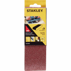 Stanley 60mm x 400mm Sanding Belts 60mm x 400mm 40g Pack of 3
