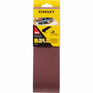 Stanley 75mm x 533mm Sanding Belts 75mm x 533mm 100g Pack of 3
