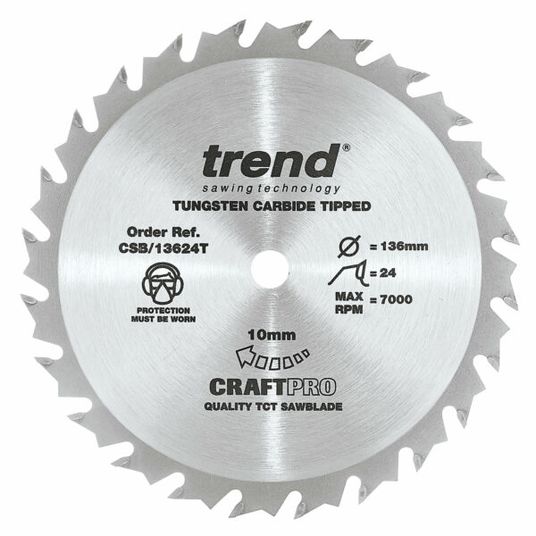 Trend CRAFTPRO Wood Cutting Cordless Saw Blade 136mm 24T 10mm