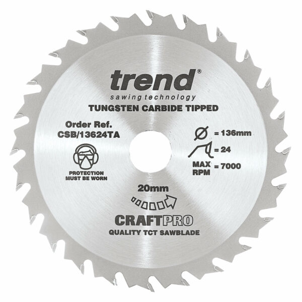 Trend CRAFTPRO Wood Cutting Cordless Saw Blade 136mm 24T 20mm
