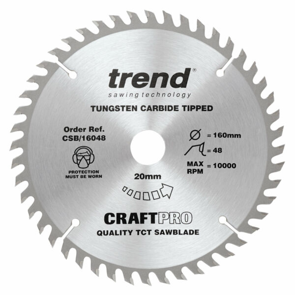 Trend CRAFTPRO Wood Cutting Saw Blade 160mm 48T 20mm