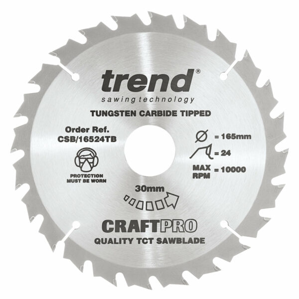 Trend CRAFTPRO Wood Cutting Cordless Saw Blade 165mm 24T 30mm