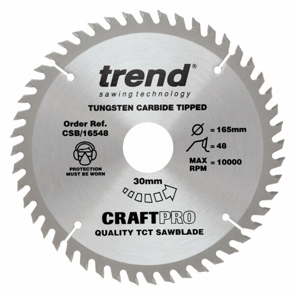 Trend CRAFTPRO Wood Cutting Saw Blade 165mm 48T 30mm
