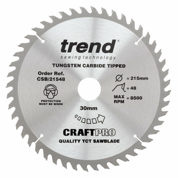 Trend CRAFTPRO Wood Cutting Saw Blade 215mm 48T 30mm