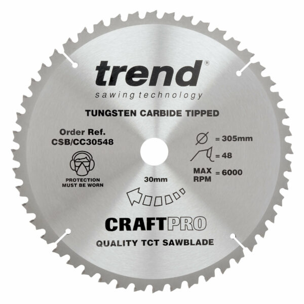 Trend CRAFTPRO Wood Cutting Mitre Saw Blade 305mm 48T 30mm