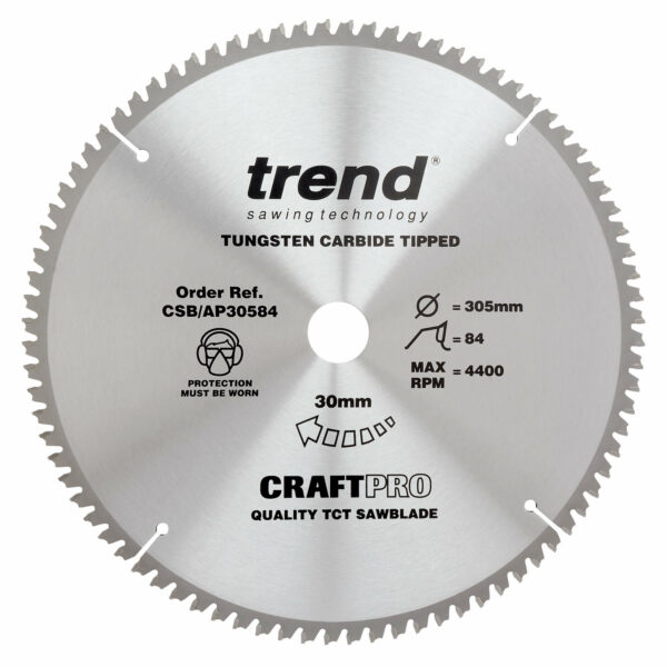 Trend CRAFTPRO Aluminium and Plastic Cutting Saw Blade 305mm 84T 30mm
