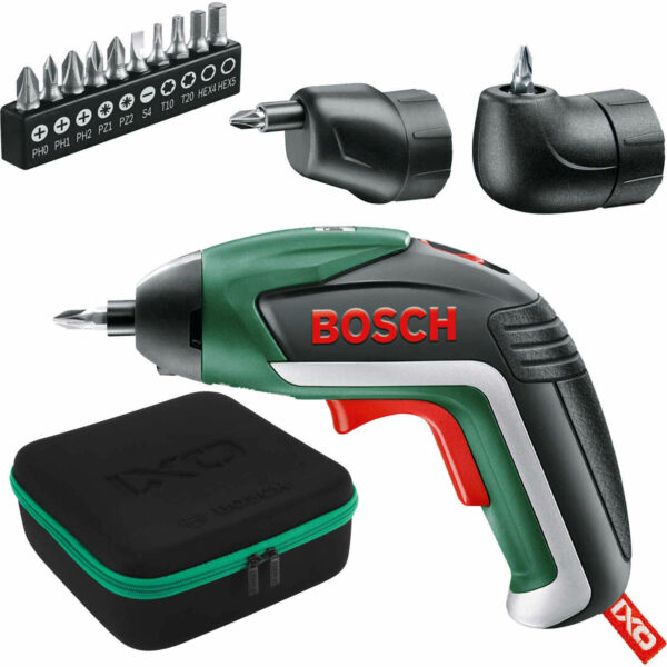 Bosch IXO V 3.6v Cordless Screwdriver and Offset Angle Adaptor 1 x 1.5ah Integrated Li-ion Charger Case