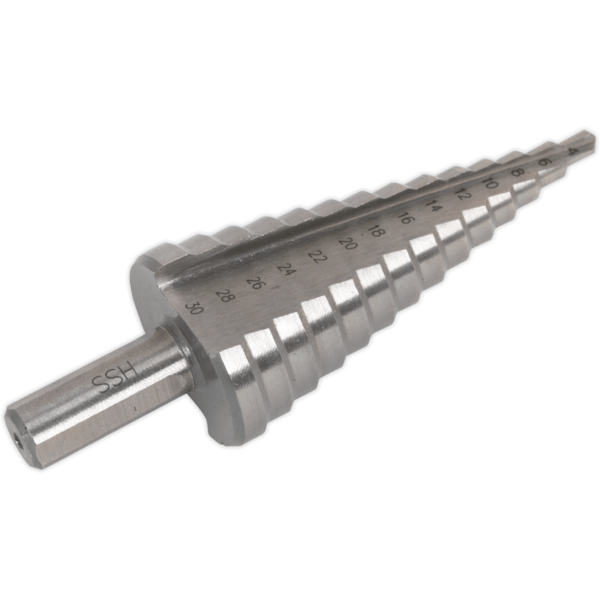 Sealey Double Fluted HSS M2 Step Drill Bit 4mm - 30mm