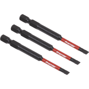Sealey Impact Power Tool Slotted Screwdriver Bits 4.5mm 75mm Pack of 3