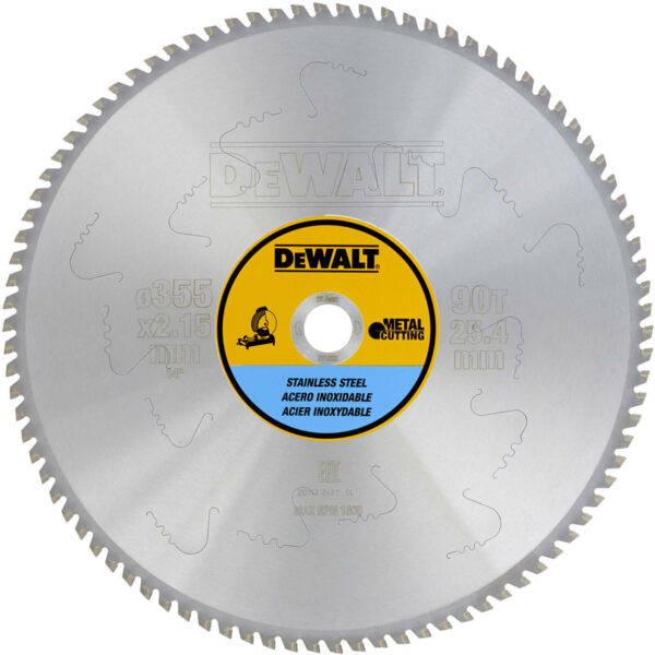 DeWalt Stainless Steel Cutting Saw Blade 355mm 90T 25.4mm