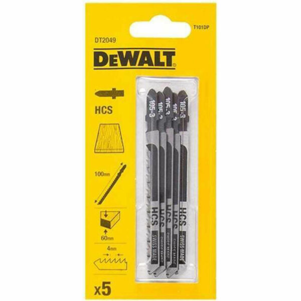 DeWalt T101DP HCS Wood Cutting Jigsaw Blades Pack of 5