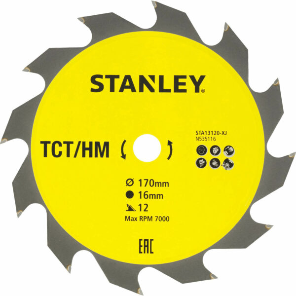 Stanley TCT Circular Saw Blade 170mm 12T 16mm