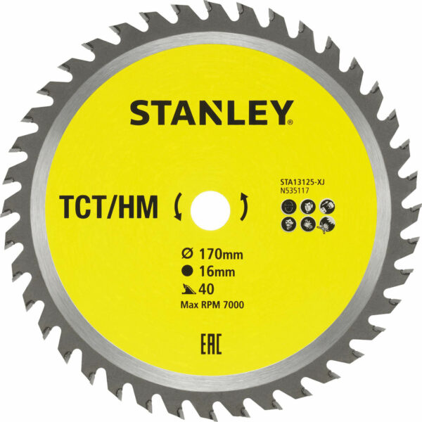 Stanley TCT Circular Saw Blade 170mm 40T 16mm