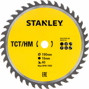 Stanley TCT Circular Saw Blade 190mm 40T 16mm