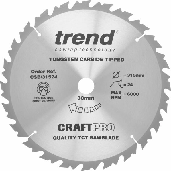 Trend CRAFTPRO Wood Cutting Saw Blade 315mm 24T 30mm