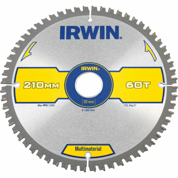 Irwin Multi Material Circular Saw Blade 210mm 60T 30mm