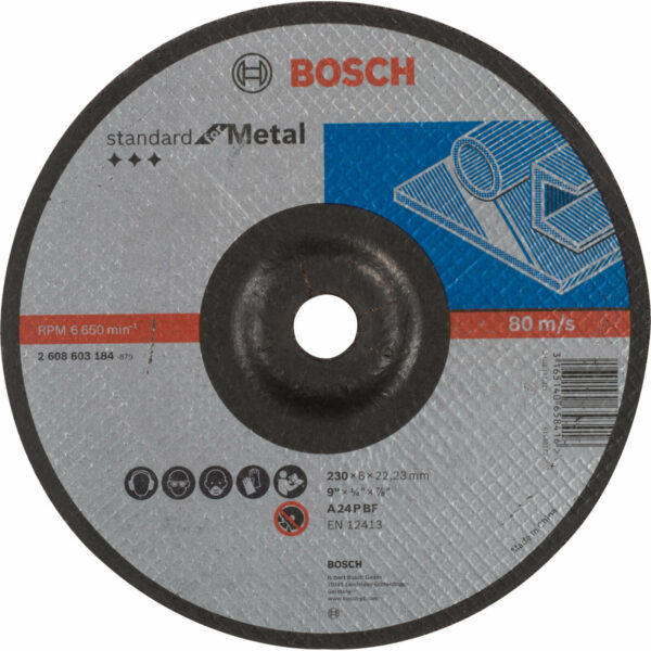 Bosch Standard Depressed Centre Metal Grinding Disc 230mm 6mm 22mm