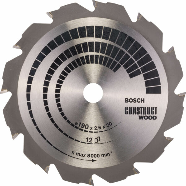 Bosch Construct Wood Cutting Saw Blade 190mm 12T 20mm