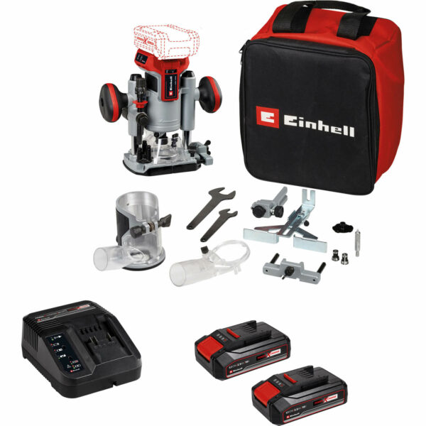Einhell Professional TP-RO 18 Li BL 18v Cordless Brushless Plunge and Trim Router Set 2 x 2.5ah Li-ion Charger Bag