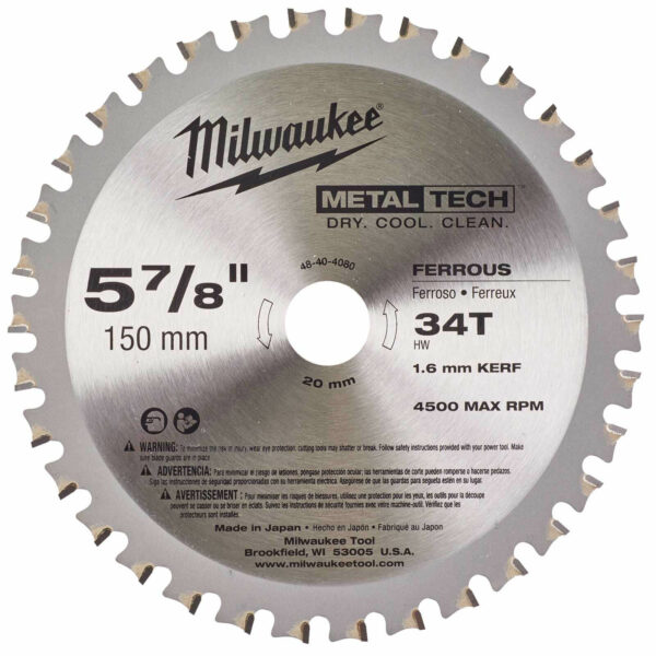Milwaukee Endurance Metal Steel Cutting Circular Saw Blade 150mm 34T 20mm