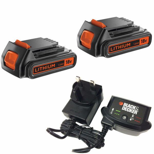 Black and Decker Genuine 18v Twin Li-ion Battery and Charger Pack 1.5ah 240v